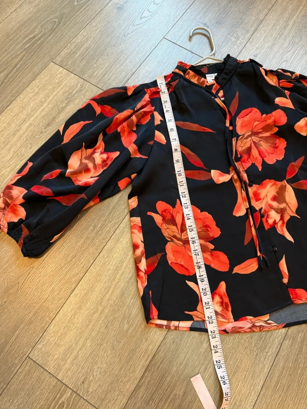 Nanette Lepore Black Blouse with Orange Floral Print NWT - Picture 6 of 9